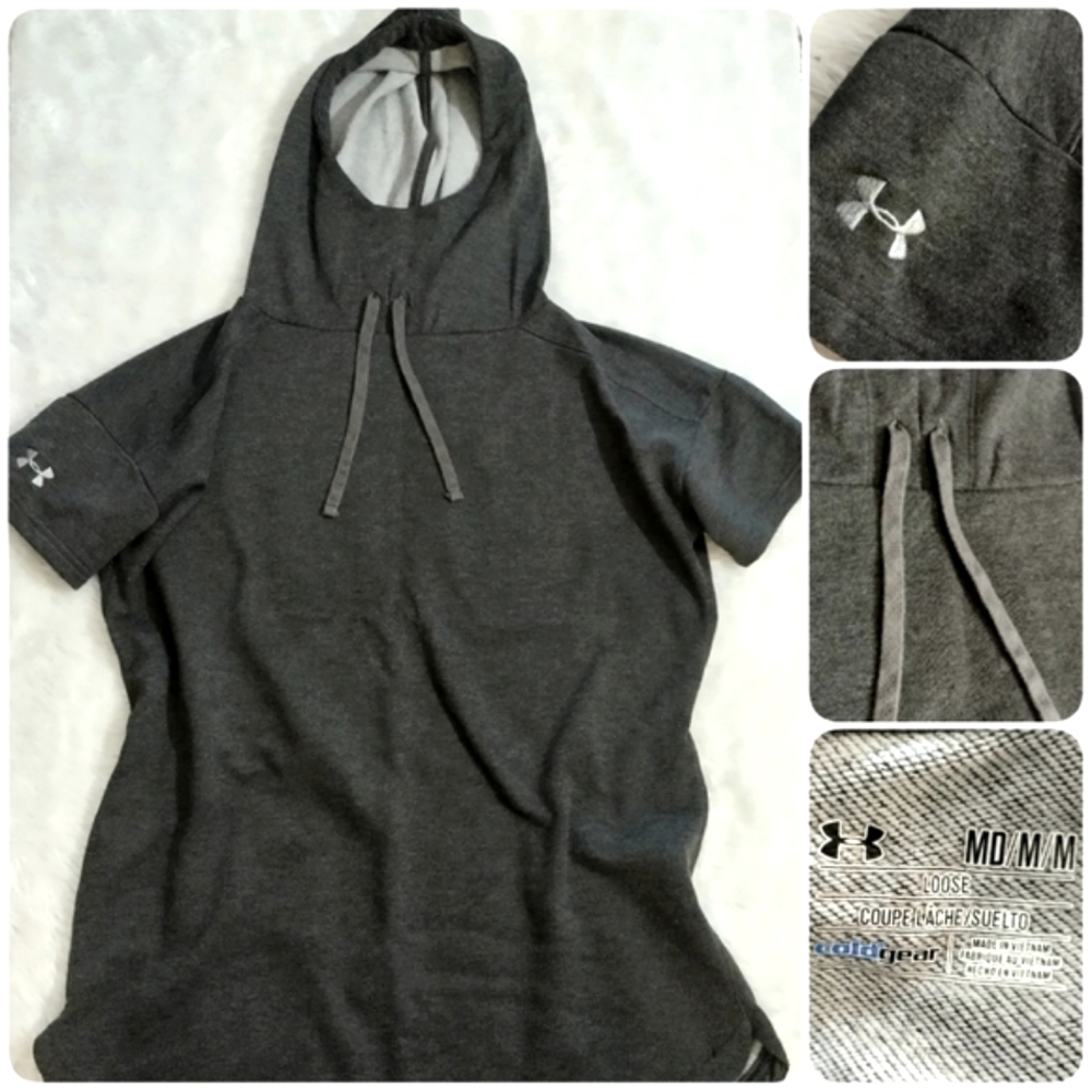 Under Armour Cold gear gray Hoodie short sleeve